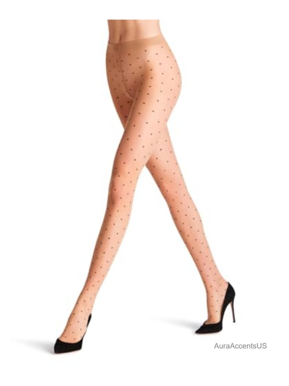 Sheer 15 Denier Polka Dot Pantyhose Tights, Nylon with High Stretch
